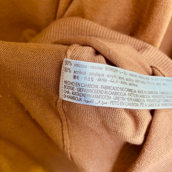 ZARA Knit Soft Sweater Camel Crew Neck Pullover JUMPER Raglan Long Sleeves M - Picture 7 of 12